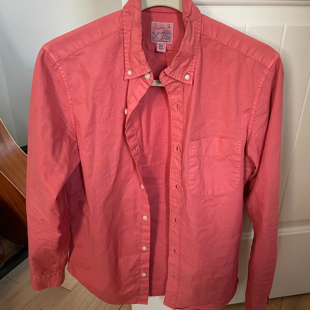JCrew Broken-in garment-dyed organic cotton oxford shirt | XS | Dark Salmon